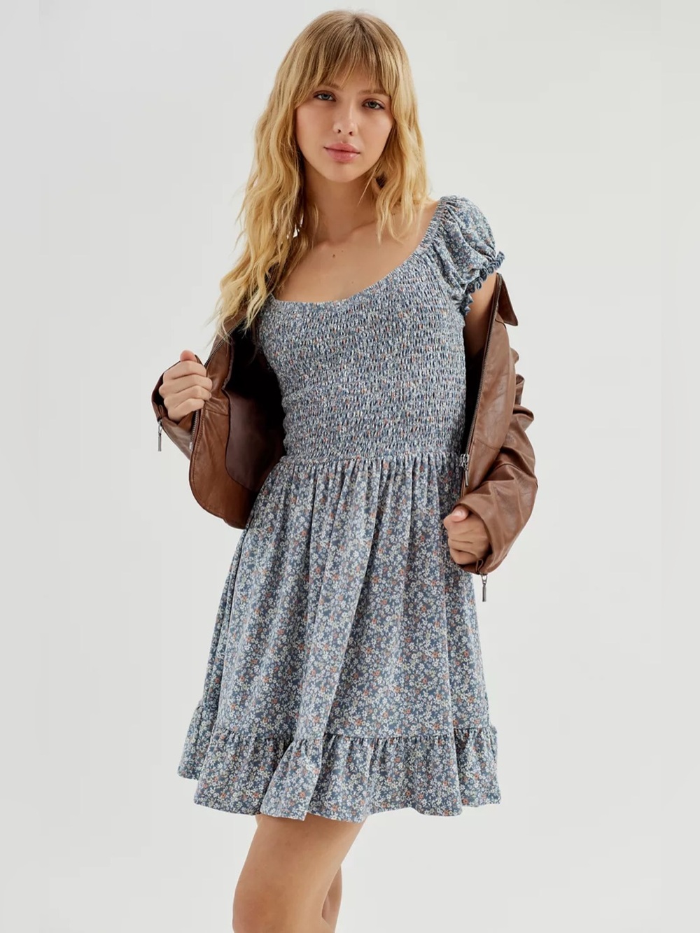 UO Tessie Floral Smocked Mini Dress